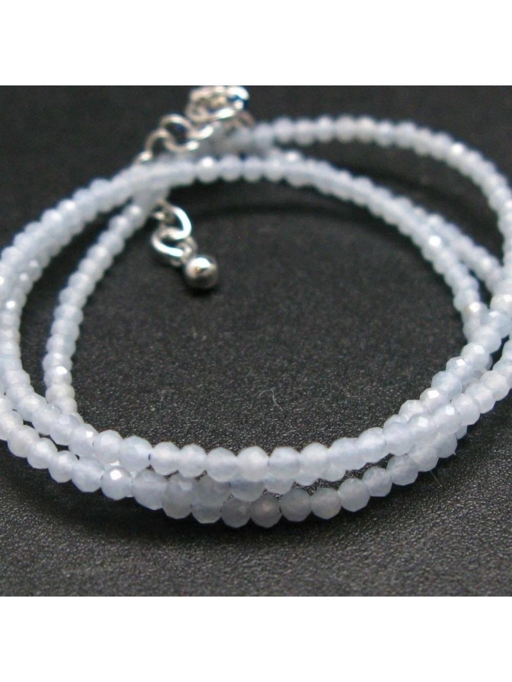 Aquamarine faceted bead  necklace NEW